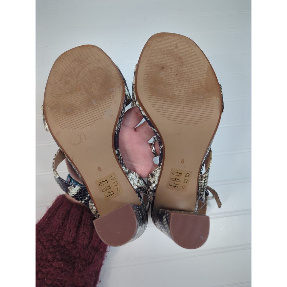 Madewell Liv Heeled Sandal Snake Embossed Leather Strappy 8 - Picture 5 of 6